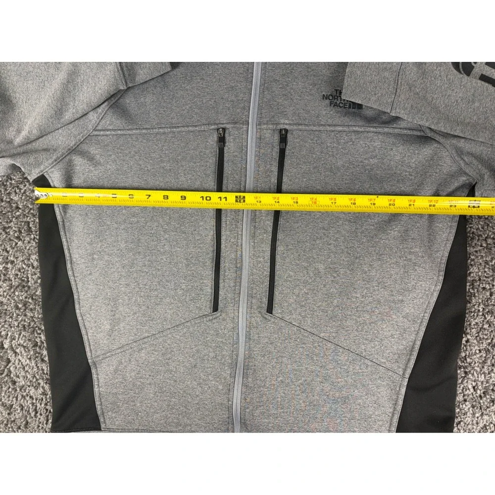 The North Face Mens XL Grey Black Full Zip Hoodie Fleece Jacket Logo Sleeve
